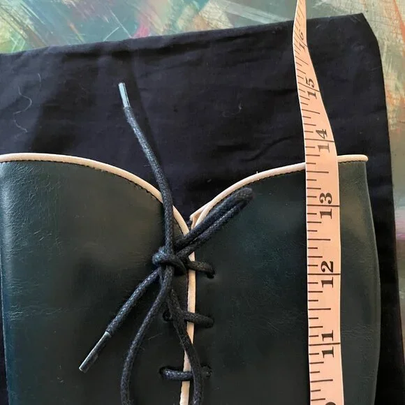 LAST Fluevog Mini Sugar Knee High Lace Up Boot Size 6.5 Blue Leather Corset Goth - Picture 10 of 16